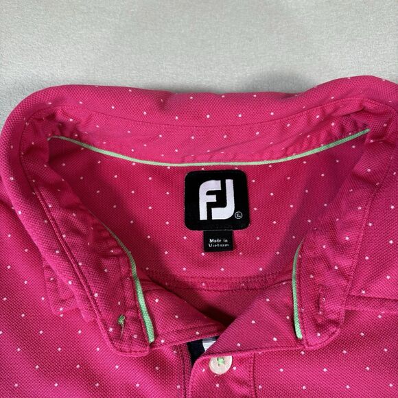 FootJoy FJ Polo Shirt Mens L Polka Dot Geometric "Palmer Legends Country Club” - Picture 2 of 9